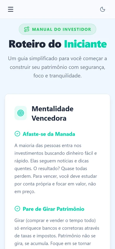 Roteiro do Iniciante no celular: afaste-se da manada e pare de girar patrimônio